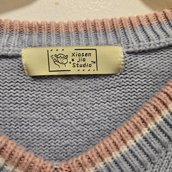 Pastel Blue Kawaii Bunny Knit Sweater - Picture 4 of 4